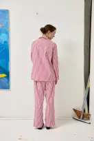 Schostal x Alex Mill Striped Long Sleeve Pajama Set(Red Stripe,40)