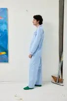 Schostal x Alex Mill Solid Long Sleeve Pajama Set(Sky Blue,40)