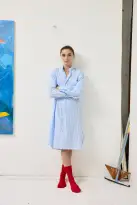 Schostal x Alex Mill Nightshirt(Sky Blue Stripes,40)