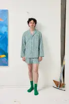 Schostal x Alex Mill Boxer Shorts(Green Stripe,46)