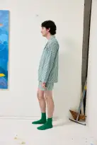 Schostal x Alex Mill Boxer Shorts(Green Stripe,46)