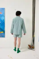 Schostal x Alex Mill Boxer Shorts(Green Stripe,46)
