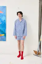 Schostal x Alex Mill Boxer Shorts(Navy Stripe,46)