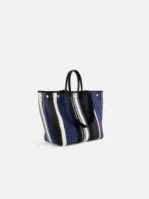 The Perfect Weekday Tote in Navy Cabana Stripe(Navy/Black,O/S)
