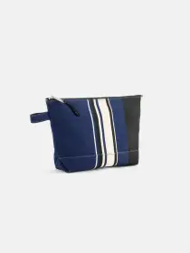 The Perfect Canvas Pouch in Navy Cabana Stripe(Navy/Black,O/S)