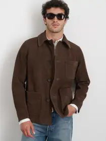 Owen Barry x Alex Mill Work Jacket in Suede(Dark Brown,XS/SM)