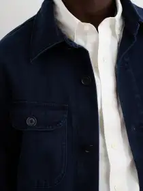 Garment Dyed Work Jacket in Recycled Denim(Dark Navy,XS)