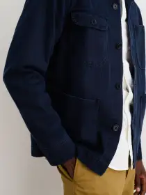 Garment Dyed Work Jacket in Recycled Denim(Dark Navy,XS)