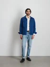 Garment Dyed Work Jacket in Recycled Denim(French Navy,XS)