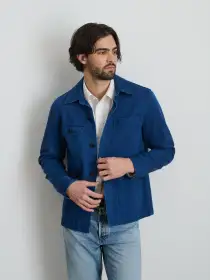 Garment Dyed Work Jacket in Recycled Denim(French Navy,XS)