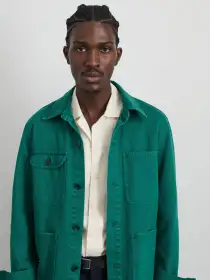 Garment Dyed Work Jacket in Recycled Denim(Jadeite,XS)