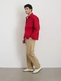Garment Dyed Work Jacket in Recycled Denim(Red Pepper,XS)