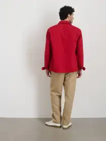 Garment Dyed Work Jacket in Recycled Denim(Red Pepper,XS)