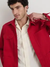 Garment Dyed Work Jacket in Recycled Denim(Red Pepper,XS)
