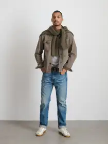 Garment Dyed Work Jacket in Recycled Denim(Thyme,XS)