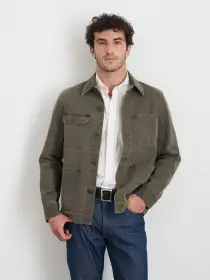 Garment Dyed Work Jacket in Recycled Denim(Thyme,XS)