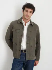 Garment Dyed Work Jacket in Recycled Denim(Thyme,XS)
