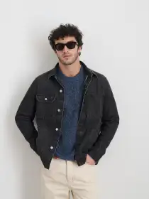 Work Jacket In Vintage Wash Denim(Vintage Black Wash,XS)