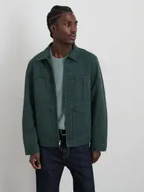 Garment Dyed Zip Work Jacket In Canvas(Pine Grove,XS)