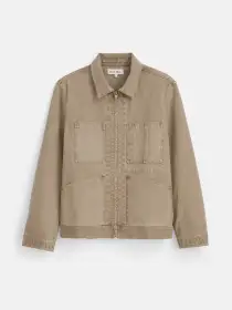 Garment Dyed Zip Work Jacket In Canvas