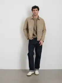 Garment Dyed Zip Work Jacket In Canvas(Stoneware,XS)