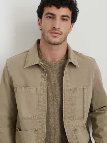 Garment Dyed Zip Work Jacket In Canvas(Stoneware,XS)