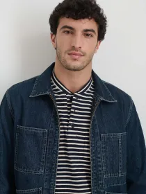 Zip Work Jacket in Lightweight Japanese Denim(Indigo Rinse Wash,XS)