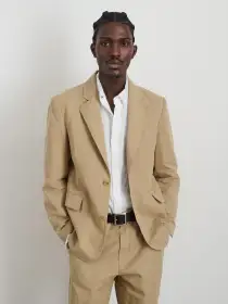 Cooper Blazer in Cotton Linen(Khaki,XS)