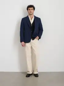 Cooper Blazer in Cotton Linen(Navy,XS)