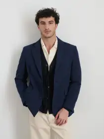 Cooper Blazer in Cotton Linen(Navy,XS)