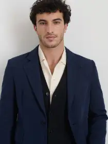Cooper Blazer in Cotton Linen(Navy,XS)