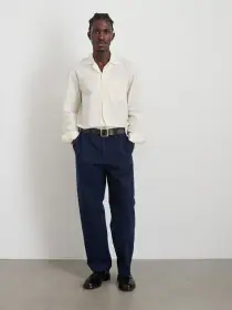 Cooper Trouser in Cotton Linen(Navy,28)