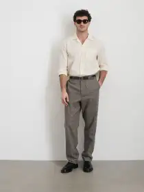 Cooper Trouser in Glen Plaid(Ivory/Black,28)