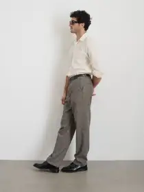 Cooper Trouser in Glen Plaid(Ivory/Black,28)