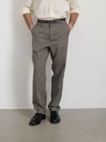 Cooper Trouser in Glen Plaid(Ivory/Black,28)