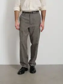 Cooper Trouser in Glen Plaid(Ivory/Black,28)