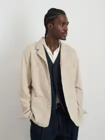 Work Jacket Blazer(Flax Ivory,XS)