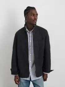 Work Jacket Blazer(Washed Black,XS)