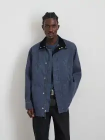 Aaron Utility Jacket in Recycled Denim(Blue,XS)