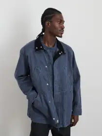 Aaron Utility Jacket in Recycled Denim(Blue,XS)