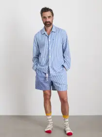 P'Jimmies Sleep Short in Stripe(Classic Blue Mixed Stripe,XXS)