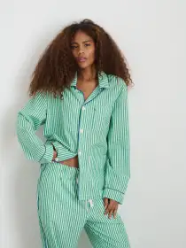 P'Jimmies Sleep Shirt in Stripe(Green Stripe,XXS)