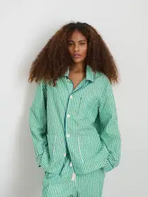 P'Jimmies Sleep Shirt in Stripe(Green Stripe,XXS)