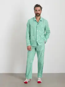 P'Jimmies Sleep Shirt in Stripe(Green Stripe,XXS)