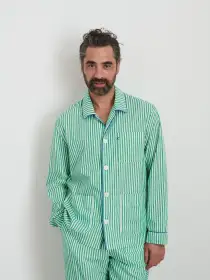 P'Jimmies Sleep Shirt in Stripe(Green Stripe,XXS)