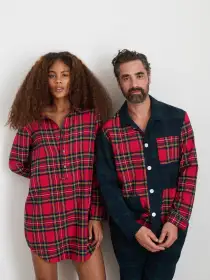 P'Jimmies Sleep Shirt in Flannel(Blackwatch Plaid,XXS)