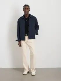 Sam Jacket In Cotton Linen(Navy/Black,XS)