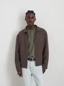 Sam Jacket In Cotton Linen(Olive/Brown,XS)