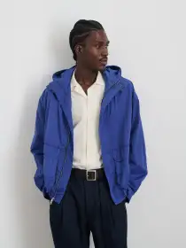 David Windbreaker In Garment Dyed Nylon(Electric Blue,XS)