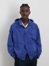 David Windbreaker In Garment Dyed Nylon(Electric Blue,XS)